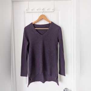Purple V Neck Long Sleeve Cashmere Sweater Size Small